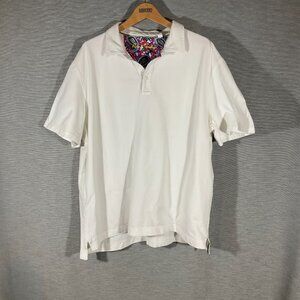 Men's White Robert Graham polo shirt, size XXL